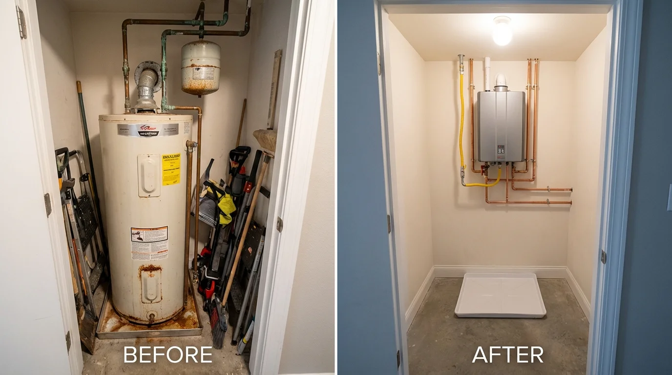 Tank water heater versus wall-mounted tankless unit comparison for Tallmadge, OH homeowners